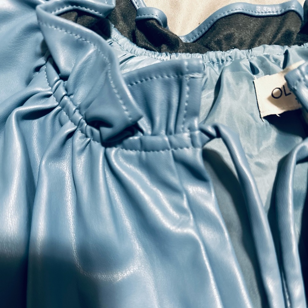 Olivia James The Label ‘Tinsley Faux Leather Dress in Topaz Leather - Size M NWT - Picture 9 of 15
